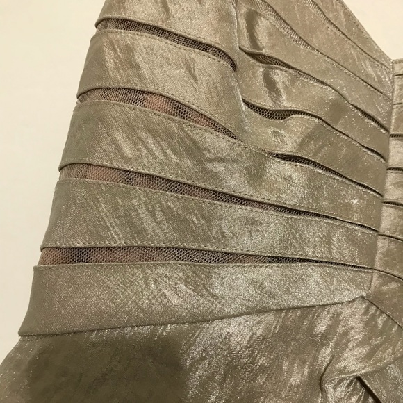 Adrianna Papell Ruched Layer Dress Champagne Gold - Picture 5 of 8